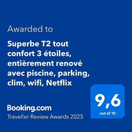 Cote Couchant Superbe T2 Tout Confort Classe 3 Etoiles Avec Piscine, Parking, Clim, Wifi, Netflix شقة